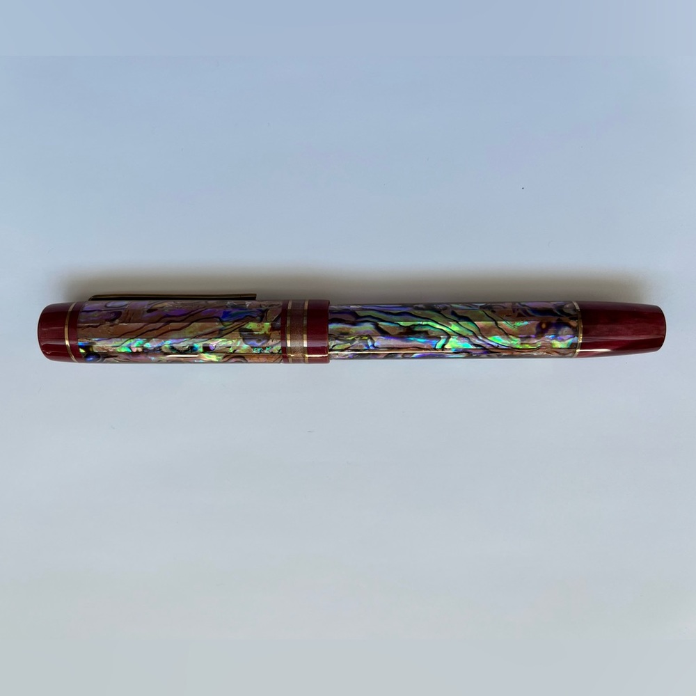 New Atelier Lusso Fountain Pen Copper Abalone Maroon Lipstick Resin Broad Nib